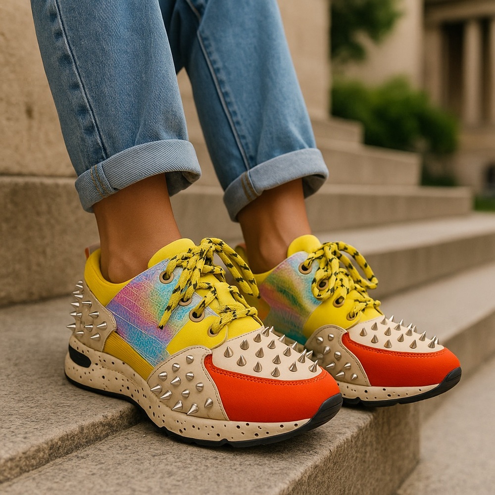 🌈 Cape Robbin Rainbow Studded Sneakers Women’s Size 8 NWT Statement Shoes